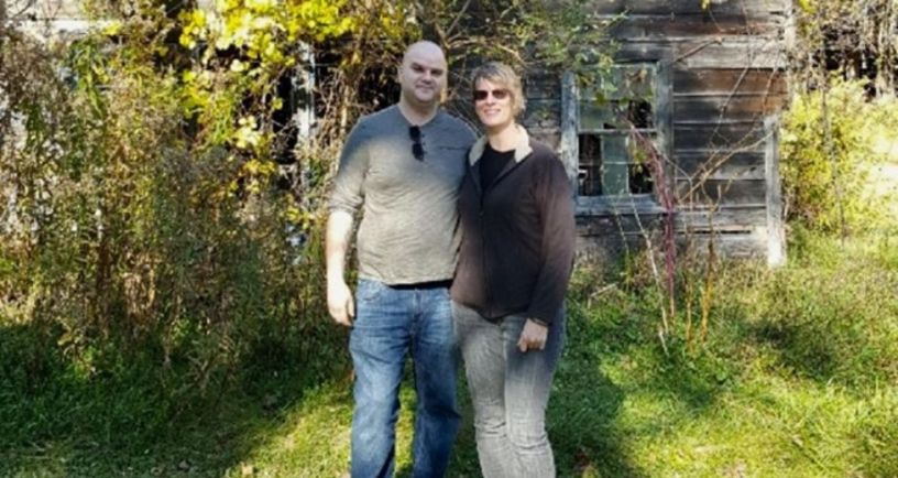 Clark Sheldon with his partner Carol, outside William Lindsay Gresham's Staatsburg home